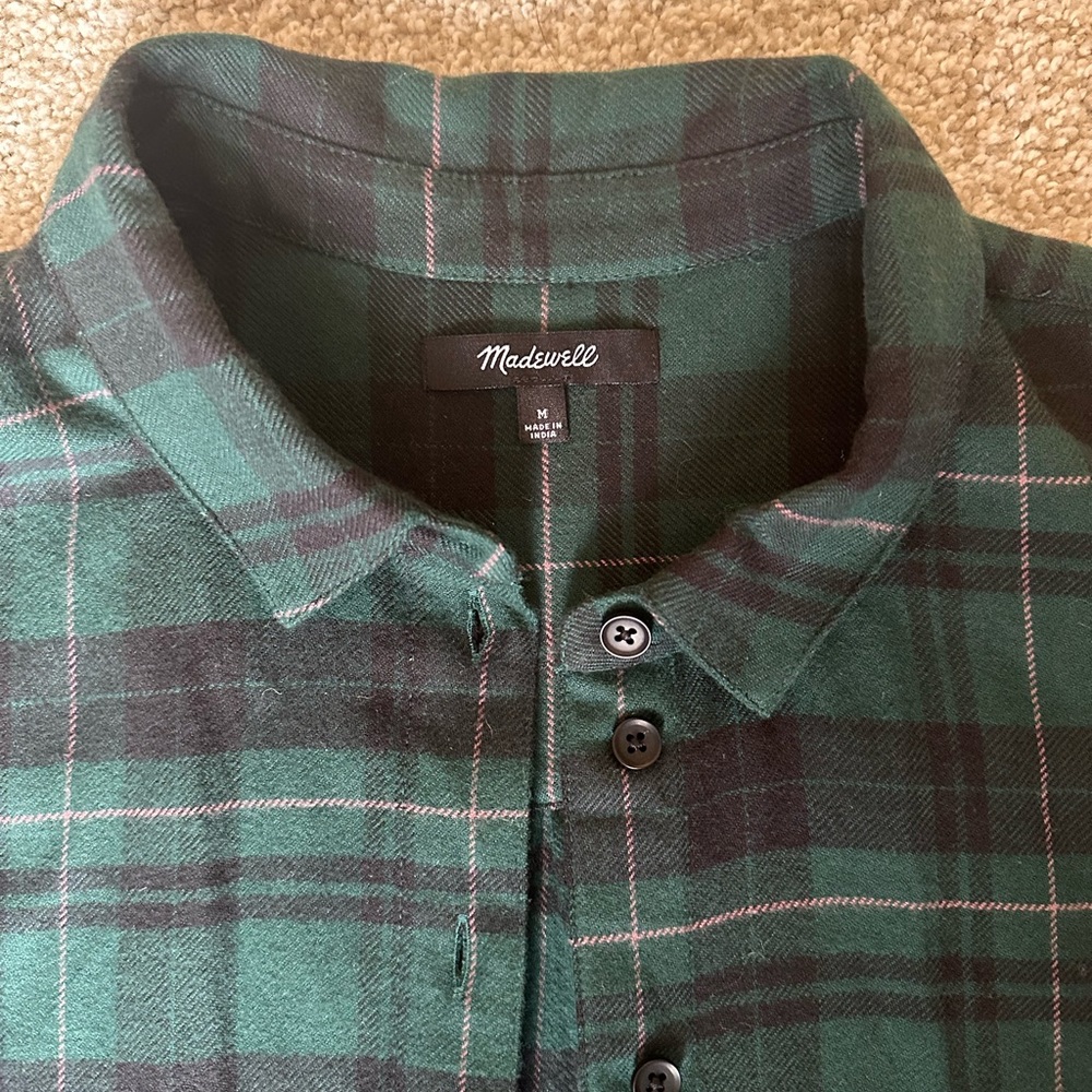 Madewell Flannel Long Sleeve Crop Shirt